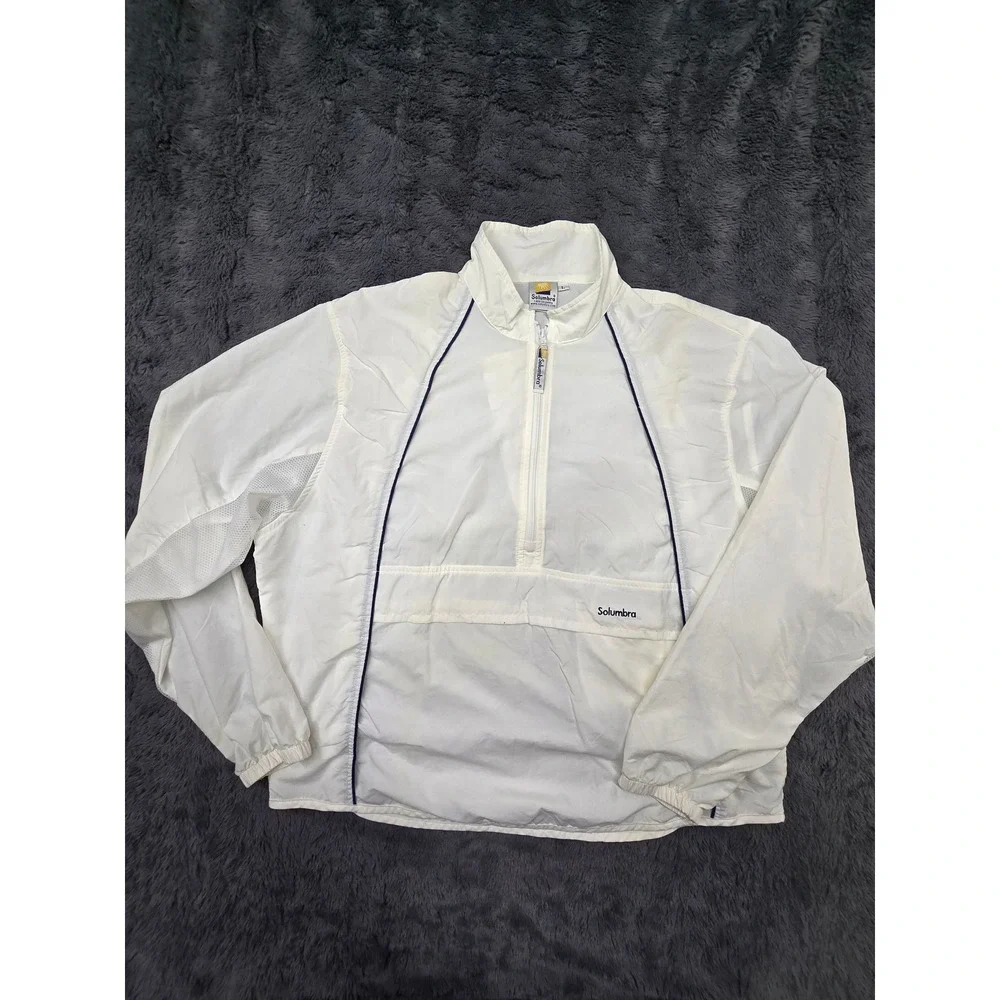 Solumbra Sun Protective Quarter Zip Pullover Windbreaker White Mens Large